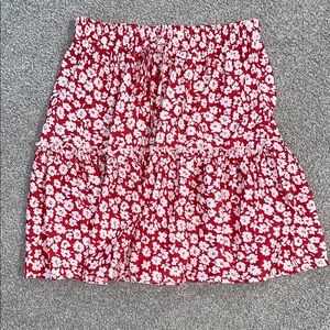 Floral Red Skirt